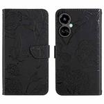 For Tecno Camon 19 Pro 4G HT03 Skin Feel Butterfly Embossed Flip Leather Phone Case(Black)