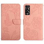 For Tecno Pova 2 HT03 Skin Feel Butterfly Embossed Flip Leather Phone Case(Pink)