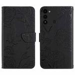 For Tecno Spark Go 2022 HT03 Skin Feel Butterfly Embossed Flip Leather Phone Case(Black)