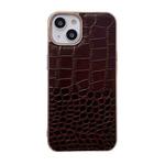 For iPhone 13 Crocodile Texture Genuine Leather Nano Electroplating Phone Case(Coffee)