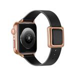 Magnetic Rose Gold Square Buckle Watch Band For Apple Watch Ultra 49mm&Watch Ultra 2 49mm / Series 9&8&7 45mm / SE 3&SE 2&6&SE&5&4 44mm / 3&2&1 42mm(Black)