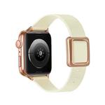 Magnetic Rose Gold Square Buckle Watch Band For Apple Watch Ultra 49mm&Watch Ultra 2 49mm / Series 9&8&7 45mm / SE 3&SE 2&6&SE&5&4 44mm / 3&2&1 42mm(Beige)