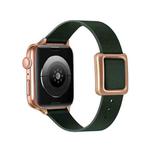 Magnetic Rose Gold Square Buckle Watch Band For Apple Watch Ultra 49mm&Watch Ultra 2 49mm / Series 9&8&7 45mm / SE 3&SE 2&6&SE&5&4 44mm / 3&2&1 42mm(Fir Green)