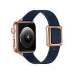 Magnetic Rose Gold Square Buckle Watch Band For Apple Watch Ultra 49mm&Watch Ultra 2 49mm / Series 9&8&7 45mm / SE 3&SE 2&6&SE&5&4 44mm / 3&2&1 42mm(Midnight Blue)