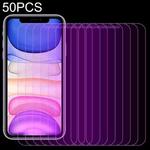 For iPhone 11 / XR 50pcs Purple Light Eye Protection Tempered Glass Film