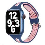 Water Drop Silicone Watch Band For Apple Watch Series 9&8&7 41mm / SE 3&SE 2&6&SE&5&4 40mm / 3&2&1 38mm(Sea Blue and Pink)