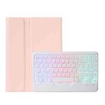 OP12-BS Lambskin Texture Ultra-thin Bluetooth Keyboard Leather Case with Backlight For OPPO Pad Air 10.4 inch(Pink)