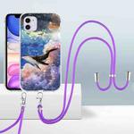 For iPhone 11 2.0mm Airbag Shockproof TPU Phone Case with Lanyard (Whale)