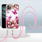 For iPhone 11 Pro Max 2.0mm Airbag Shockproof TPU Phone Case with Lanyard (Dancing Butterflies)