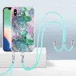 For iPhone X / XS 2.0mm Airbag Shockproof TPU Phone Case with Lanyard(Ink Green Marble)