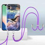 For iPhone X / XS 2.0mm Airbag Shockproof TPU Phone Case with Lanyard(Whale)