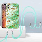 For iPhone XS Max 2.0mm Airbag Shockproof TPU Phone Case with Lanyard(Gold Heart)