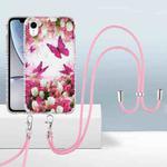 For iPhone XR 2.0mm Airbag Shockproof TPU Phone Case with Lanyard(Dancing Butterflies)
