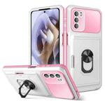 For Motorola Moto G31/G41 Card Ring Holder PC + TPU Phone Case(White+Pink)