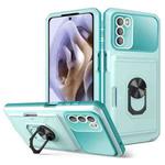 For Motorola Moto G31/G41 Card Ring Holder PC + TPU Phone Case(Light Green)