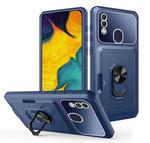 For Samsung Galaxy A20/A30 Card Ring Holder PC + TPU Phone Case(Blue)