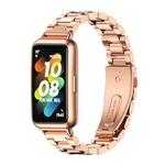 For Huawei Band 7 / 7 NFC MIJOBS Three-Bead Metal Stainless Steel Watch Band(Rose Gold)