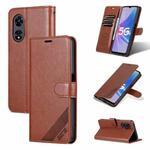 For OPPO A97 5G AZNS Sheepskin Texture Flip Leather Phone Case(Brown)