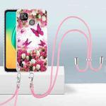 For Tecno Pop 4 LTE 2.0mm Airbag Shockproof TPU Phone Case with Lanyard(Dancing Butterflies)