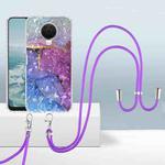 For Nokia G20 / G10 2.0mm Airbag Shockproof TPU Phone Case with Lanyard(Blue Purple Marble)