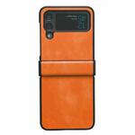 For Samsung Galaxy Z Flip4 5G Two-color Litchi Texture PU Phone Case(Orange)