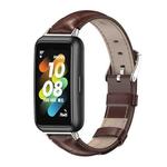 For Huawei Band 7 / 7 NFC MIJOBS Cowhide Leather Watch Band(Bamboo Joint Coffee Silver)