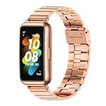 For Huawei Band 7 / 7 NFC Mijobs Bamboo Stainless Steel Metal Buckle Watch Band(Rose Gold)