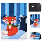 For iPad Pro 11 2020 Electric Pressed TPU Left and Right Open Flat Leather Tablet Case with Sleep Function & Card Buckle Anti-skid Strip(Red Fox)