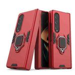 For Samsung Galaxy Z Fold4 PC + TPU Shockproof Protective Phone Case with Magnetic Ring Holder(Red)