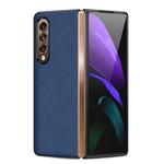 For Samsung Galaxy Z Fold4 Genuine Leather Protective Phone Case(Litchi Blue)
