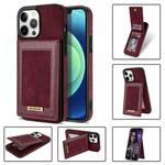 For iPhone 13 Pro N.BEKUS Vertical Flip Card Slot RFID Phone Case (Wine Red)