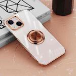 For iPhone 14 Plus Electroplating Ring Clear Phone Case (Rose Gold)
