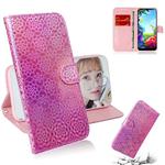 For LG K40S Solid Hyun Color Magnetic Attraction Horizontal Flip Leather Case with Lanyard, Support Holder & Card Slot & Wallet(Pink)