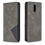 For Nokia 2.3 Rhombus Texture Horizontal Flip Magnetic Leather Case with Holder & Card Slots & Wallet(Grey)