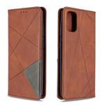 For Galaxy A41 Rhombus Texture Horizontal Flip Magnetic Leather Case with Holder & Card Slots & Wallet(Brown)