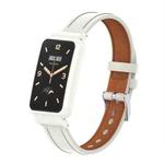 For Xiaomi Mi Band 7 Pro Microfiber Leather Metal Frame Watch Band(Warm White + Ivory Case)