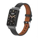 For Xiaomi Mi Band 7 Pro Microfiber Leather Metal Frame Watch Band(Black)