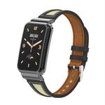 For Xiaomi Mi Band 7 Pro Collage Small Waist Leather Metal Frame Watch Band(Black)