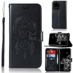 For Galaxy S20 Ultra Wind Chime Owl Embossing Pattern Horizontal Flip Leather Case, with Holder & Card Slots & Wallet(Black)