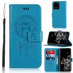 For Galaxy S20 Ultra Wind Chime Owl Embossing Pattern Horizontal Flip Leather Case, with Holder & Card Slots & Wallet(Blue)