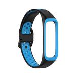 For Samsung Galaxy Fit 2 SM-R220 Two-color Silicone Watch Band(Black Blue)