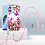 For OPPO Reno7 5G Global 2.0mm Airbag Shockproof TPU Phone Case with Lanyard(Dancing Butterflies)