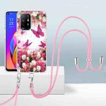 For OPPO A94 4G/F19 Pro/Reno5 F 2.0mm Airbag Shockproof TPU Phone Case with Lanyard(Dancing Butterflies)