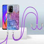 For OPPO A94 4G/F19 Pro/Reno5 F 2.0mm Airbag Shockproof TPU Phone Case with Lanyard(Blue Purple Marble)