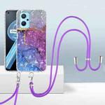 For Realme 9i/ OPPO A36/A76/A96 4G 2.0mm Airbag Shockproof TPU Phone Case with Lanyard(Blue Purple Marble)