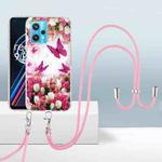 For Realme 9 Pro+ 5G / Realme 9 4G 2.0mm Airbag Shockproof TPU Phone Case with Lanyard(Dancing Butterflies)