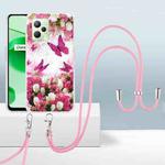 For Realme C35 2.0mm Airbag Shockproof TPU Phone Case with Lanyard(Dancing Butterflies)