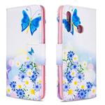 For Galaxy A70e Colored Drawing Pattern Horizontal Flip Leather Case with Holder & Card Slots & Wallet(Pansy)