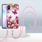 For Xiaomi Redmi 9A / 9i Indian 2.0mm Airbag Shockproof TPU Phone Case with Lanyard(Dancing Butterflies)