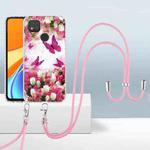 For Xiaomi Redmi 9C / 9 Indian 2.0mm Airbag Shockproof TPU Phone Case with Lanyard(Dancing Butterflies)